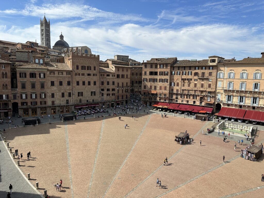 The Piazza del Campo in the Centro Storico of Siena, a key destination on our foodie road trip in Italy.