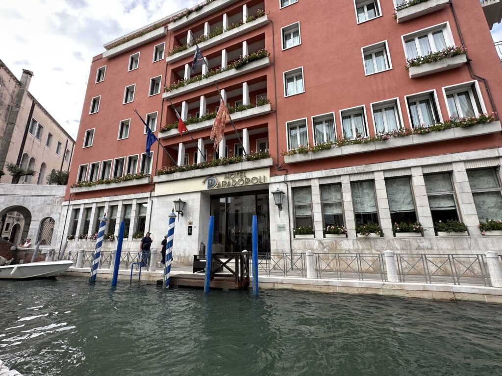 Hotel Papadopoli is located on a small canal accessible by Venetian water taxi.