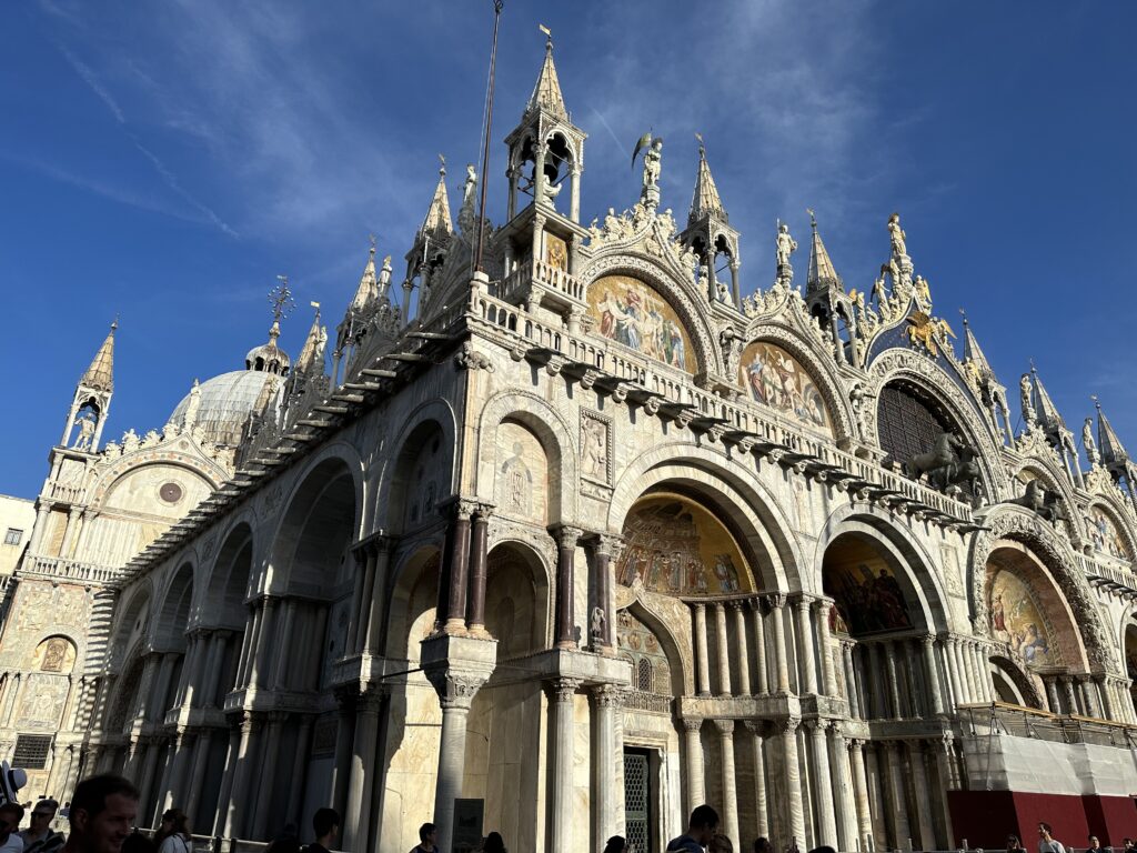 The ornate facade of Saint Marks Basilica