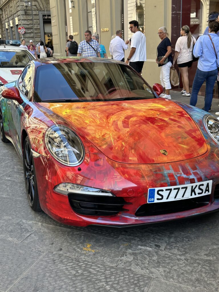 beautifully painted Porsche on the streets of Florence