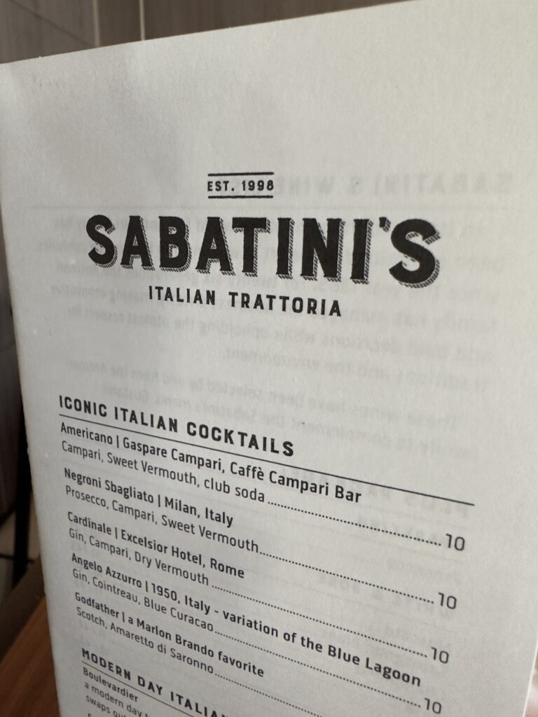 Sabatini's is easily the best specialty dining on board on our Western Caribbean Cruise