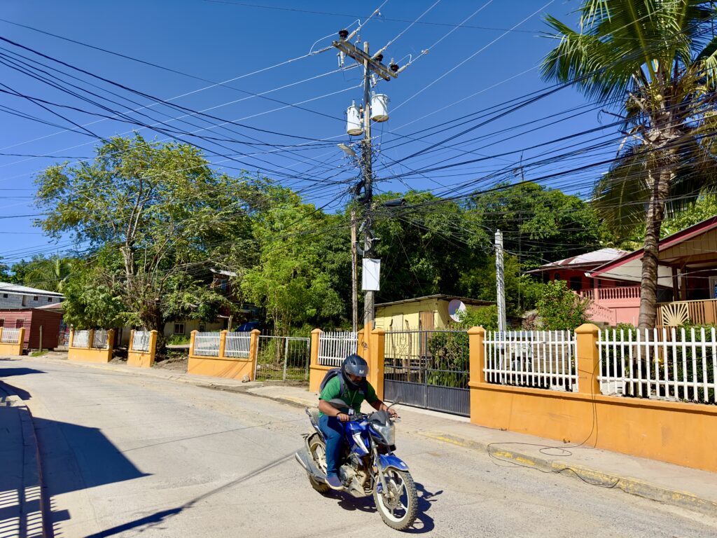 In Coxen Hole, scooters and motorbikes are the main form of transportation 