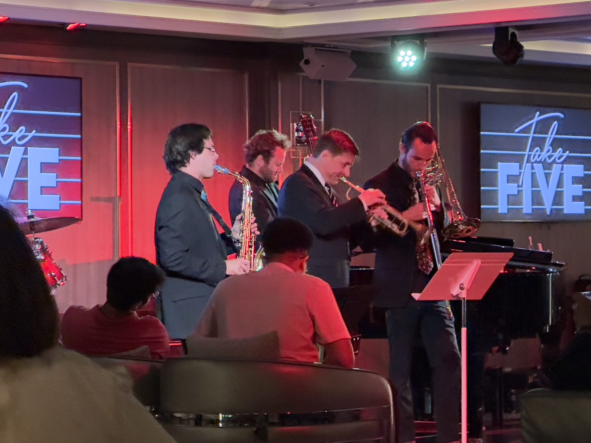 The jazz band offering up some classic favourites at Take Five - a great evening spot on our Western Caribbean Cruise