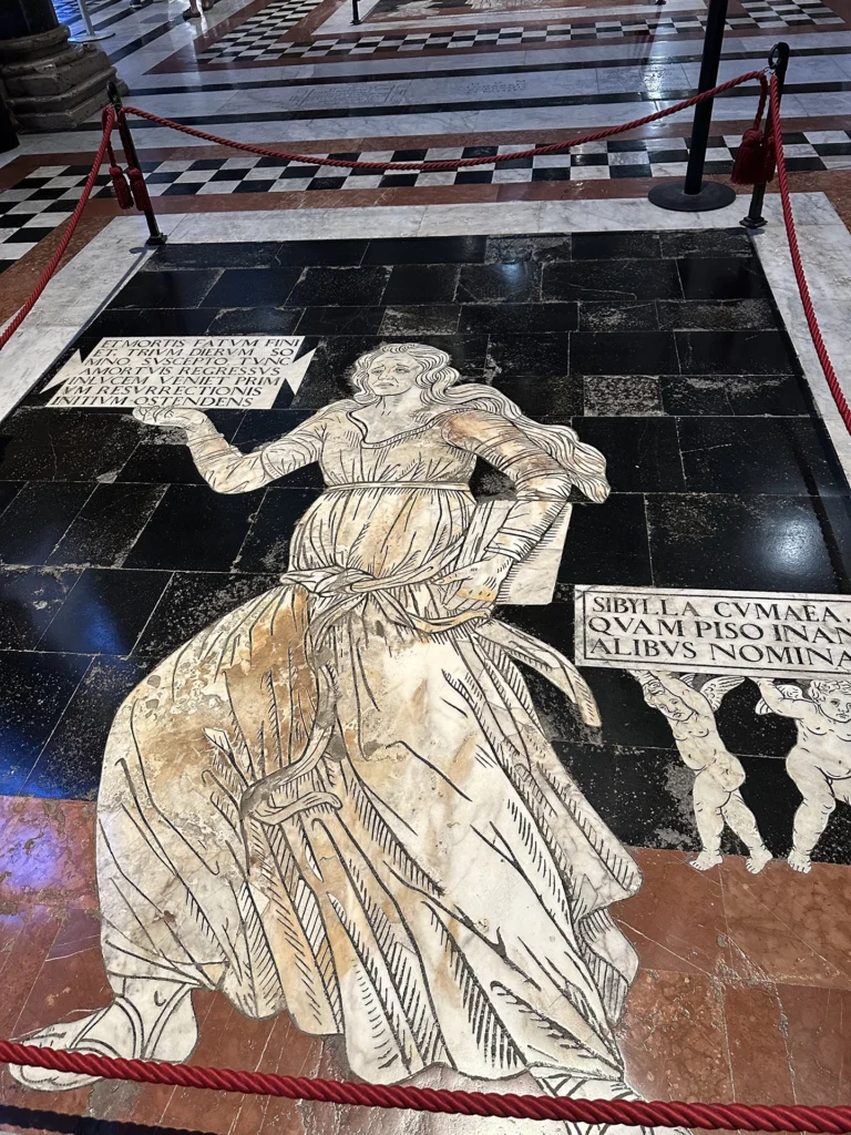 Another example of graffito on the Duomo floors. This one roped off to protect the delicate design.