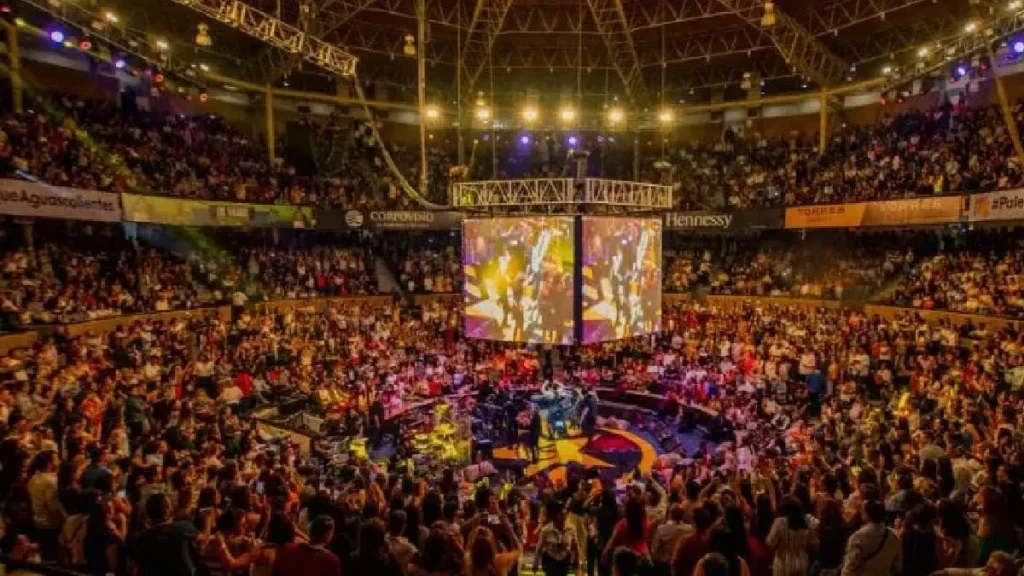 Crowded Palenque concert arena during Feria San Marcos in Aguascalientes Mexico