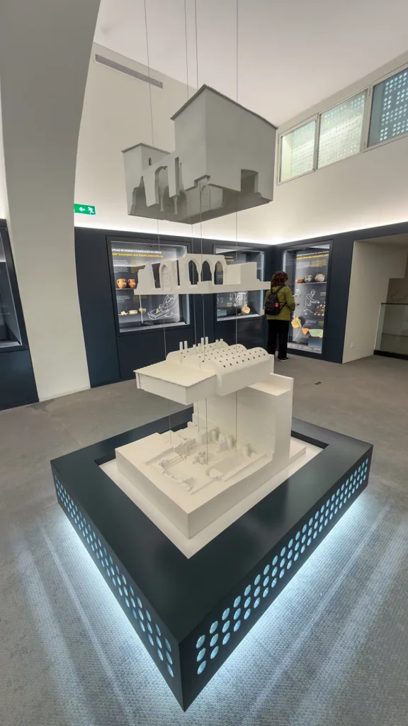 Scale model of the Islamic Baths of Loulé displayed inside the interpretation center in Portugal.